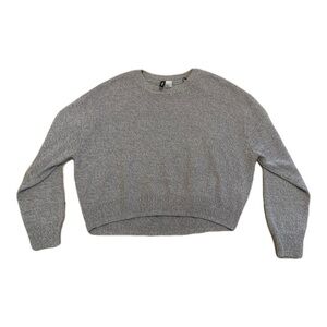 💜 H&M Divided Gray Ribbed Knit Cropped Sweater - Size M